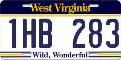 WV license plate 1HB283