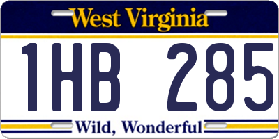 WV license plate 1HB285