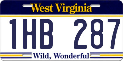 WV license plate 1HB287
