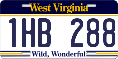 WV license plate 1HB288
