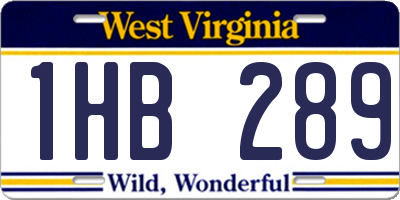 WV license plate 1HB289