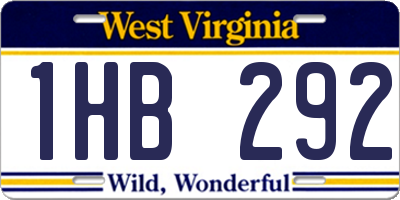 WV license plate 1HB292