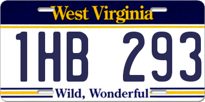 WV license plate 1HB293