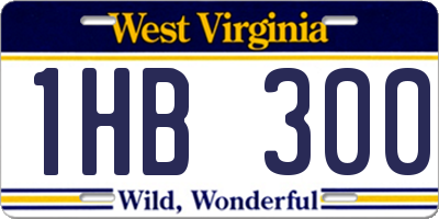 WV license plate 1HB300