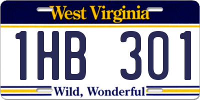 WV license plate 1HB301