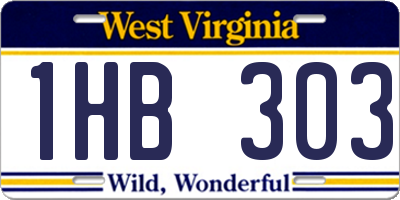 WV license plate 1HB303