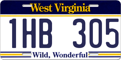 WV license plate 1HB305