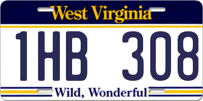 WV license plate 1HB308