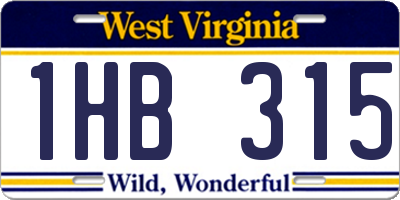 WV license plate 1HB315