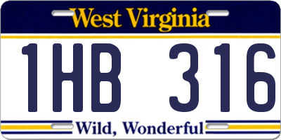 WV license plate 1HB316