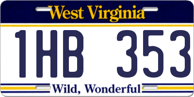 WV license plate 1HB353