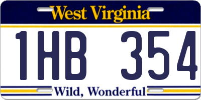 WV license plate 1HB354