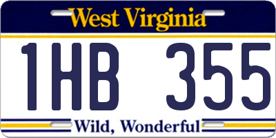 WV license plate 1HB355