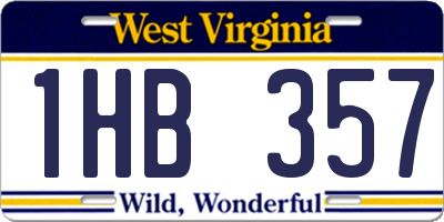 WV license plate 1HB357
