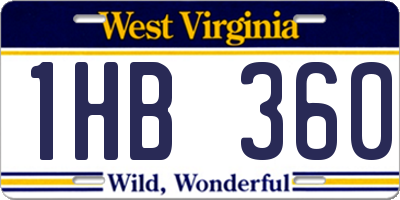 WV license plate 1HB360