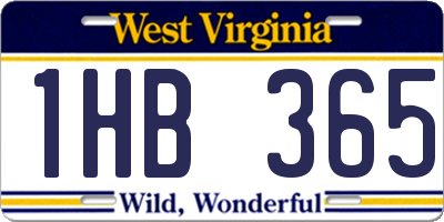 WV license plate 1HB365