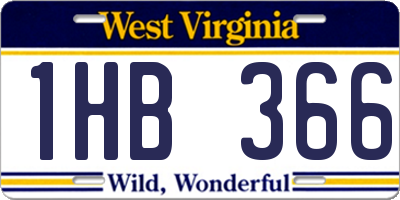 WV license plate 1HB366