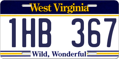 WV license plate 1HB367
