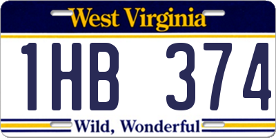 WV license plate 1HB374
