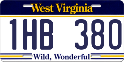 WV license plate 1HB380