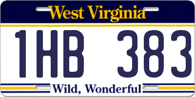WV license plate 1HB383