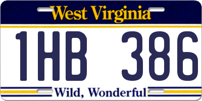 WV license plate 1HB386