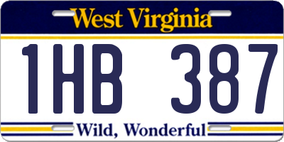 WV license plate 1HB387