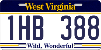 WV license plate 1HB388