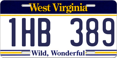 WV license plate 1HB389