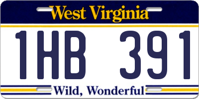 WV license plate 1HB391
