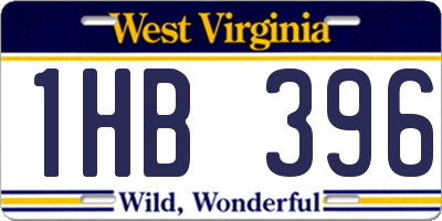 WV license plate 1HB396