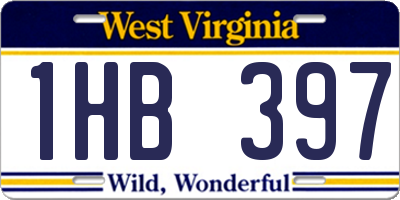 WV license plate 1HB397
