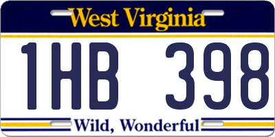 WV license plate 1HB398