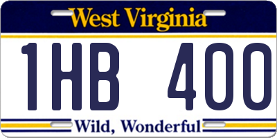 WV license plate 1HB400