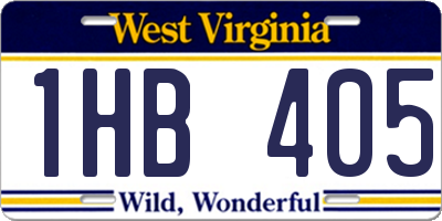 WV license plate 1HB405