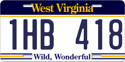 WV license plate 1HB418