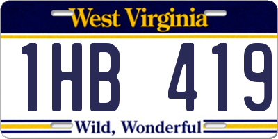 WV license plate 1HB419