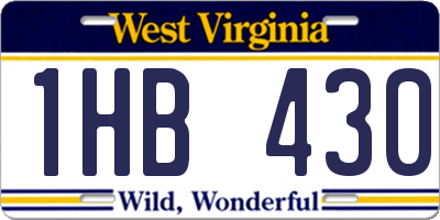 WV license plate 1HB430