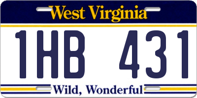 WV license plate 1HB431