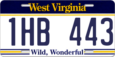 WV license plate 1HB443