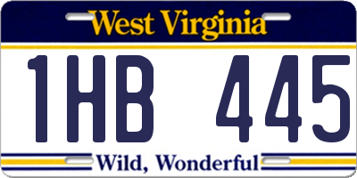 WV license plate 1HB445
