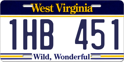 WV license plate 1HB451