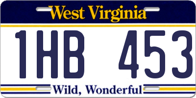 WV license plate 1HB453