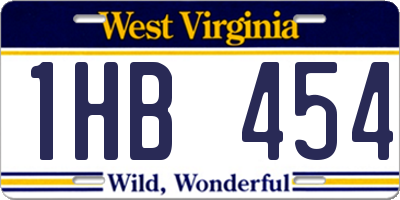 WV license plate 1HB454