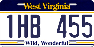 WV license plate 1HB455