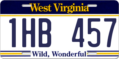 WV license plate 1HB457