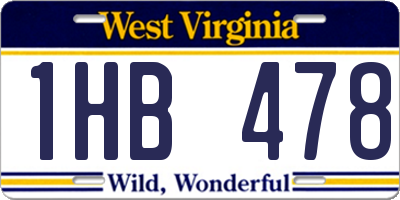 WV license plate 1HB478