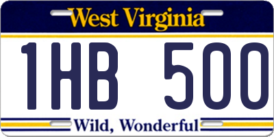 WV license plate 1HB500