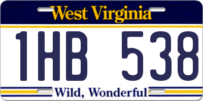 WV license plate 1HB538