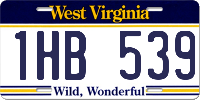 WV license plate 1HB539
